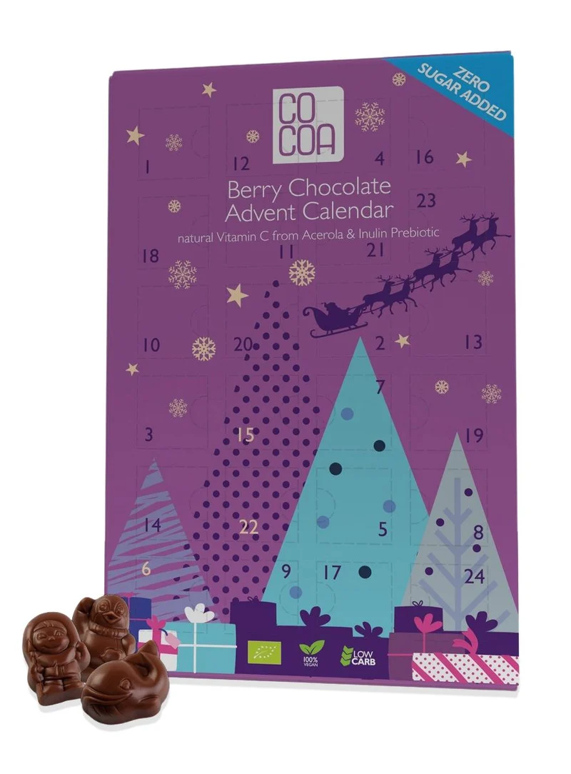 ADVENT SCHOKOLADE BERRY CHOCOLATE MIT VITAMIN C AUS ACEROLA OHNE ZUCKERZUSATZ BIO 180 g - COCOA (SAISONALPRODUKT)