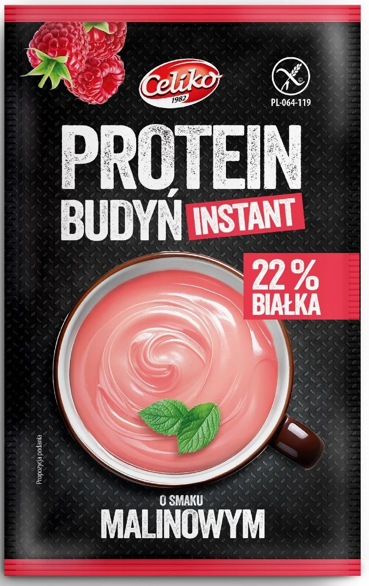 Glutenfreier Eiweißpudding mit Himbeergeschmack INSTANT 40 g - CELIKO