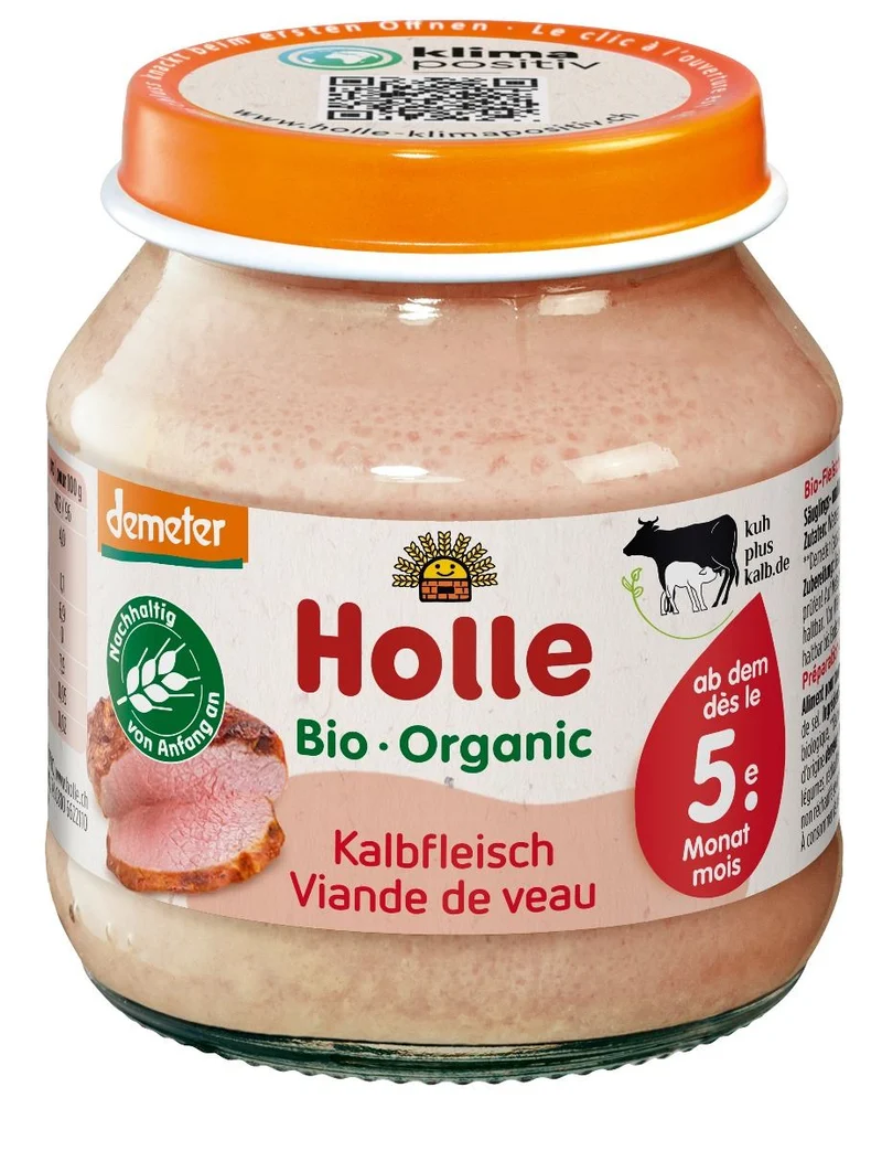 Viande de veau de 5 mois sans gluten DEMETER BIO 125 g - HOLLE