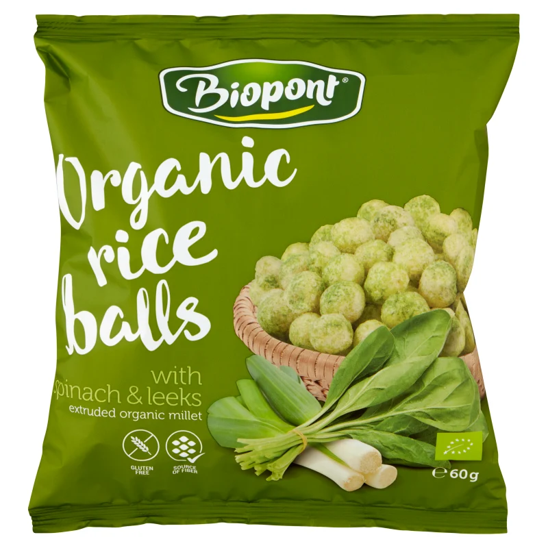 Glutenfreie Reis-Chips mit Spinat und Lauch BIO 60 g - BIOPONT DATE: 12.2025