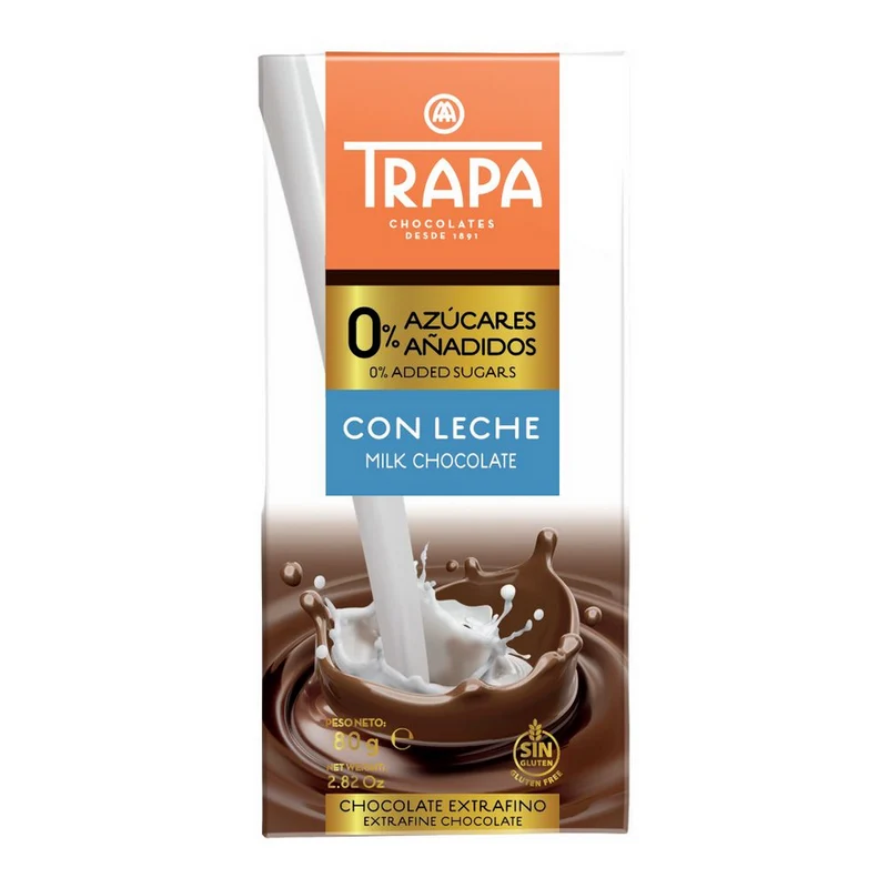 TRAPA Vollmilchschokolade ohne Zuckerzusatz 80g