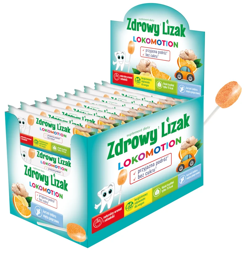 Gesundes LOKOMOTION zuckerfreies Lutscher-Display 40 Stück STARPHARMA