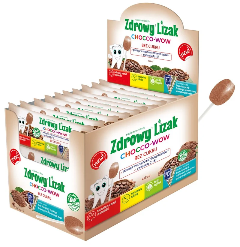 Gesundes KAKAO Chocco-Wow zuckerfreies Lutscher-Display 40 Stück STARPHARMA