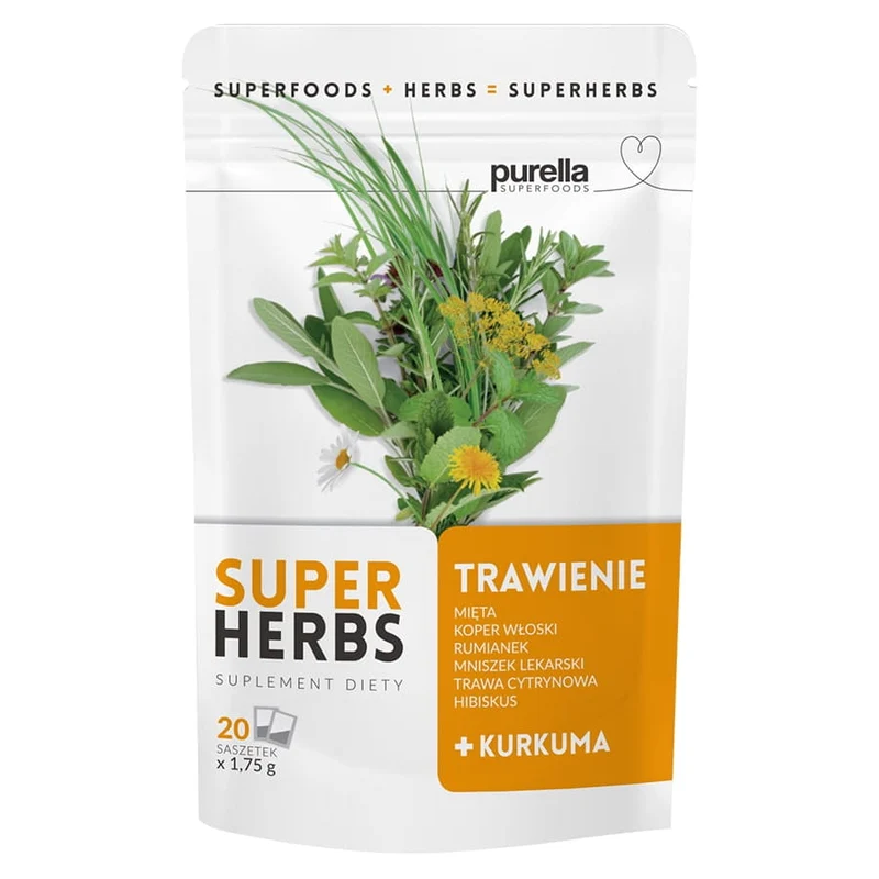 Kräutermischung - Verdauung Purella Superfoods, 20 Beutel x 1,75 g