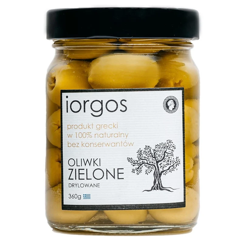 PREMIUM grüne Oliven - entkernt IORGOS, 360g