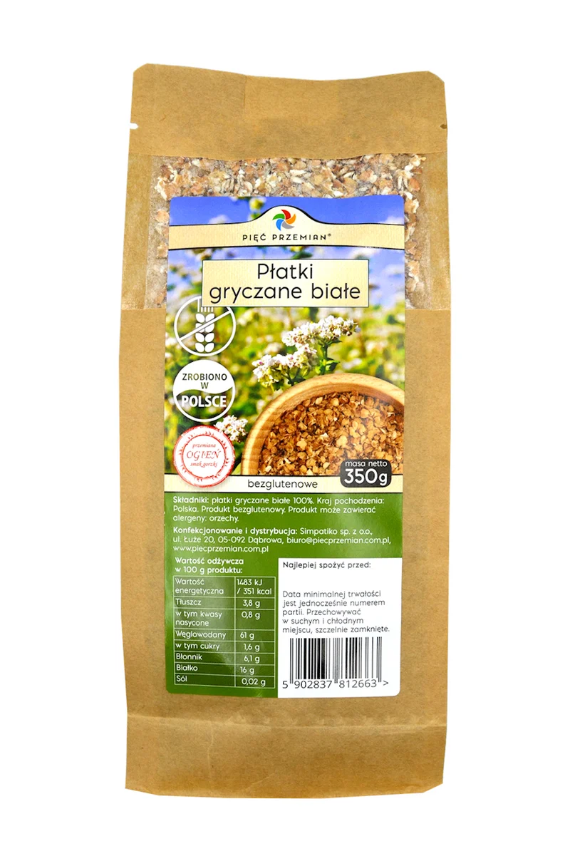 FIVE CHANGES glutenfreie weiße Buchweizenflocken 350g