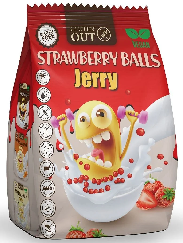 375 g de boules de haricots à la fraise sans gluten - JERRY GLUTEN OUT