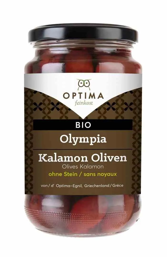 Schwarze Kalamata-Oliven in Salzlake BIO 350 g/ 180 g OPTIMA