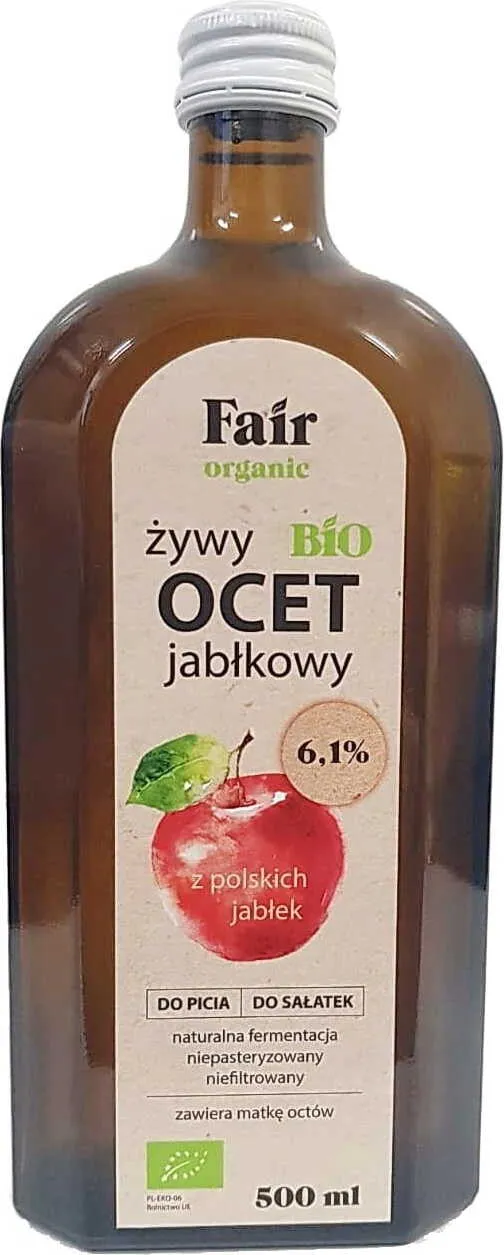 Ungefilterter Apfelessig 6,1 % BIO 500 ml - FAIR ORGANIC DATE: 01.2026
