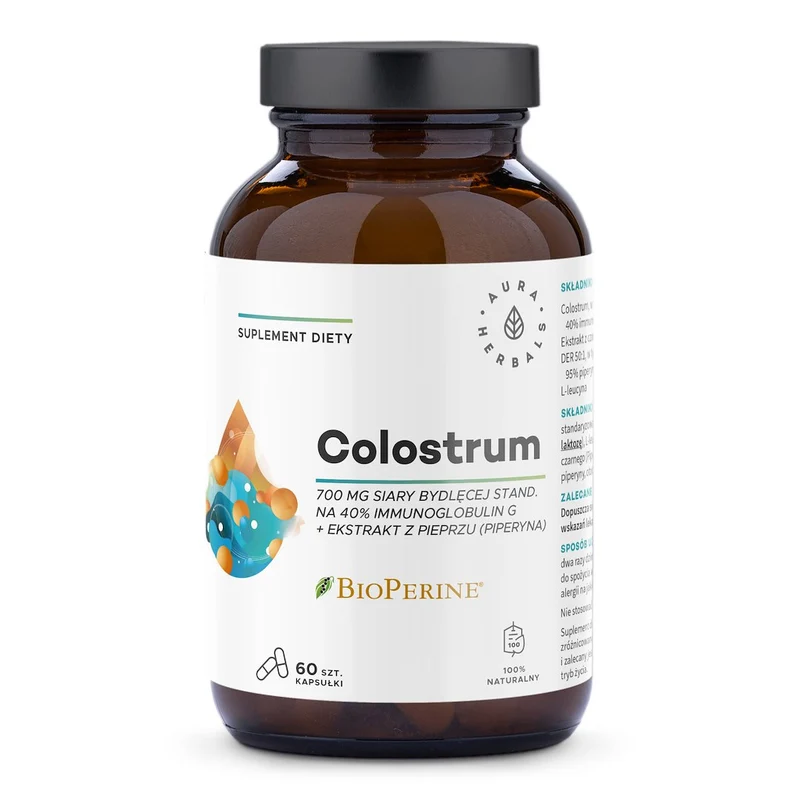 AURA HERBALS Colostrum 700 mg + BioPerine® (60 Kapseln).