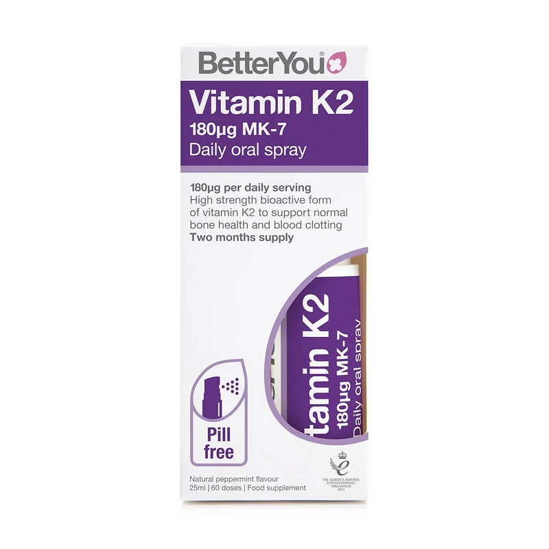 BETTERYOU Vitamin K2 MK7 60 mcg tägliches Spray zum Einnehmen (25 ml)