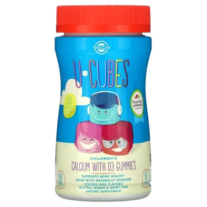 SOLGAR U-Cubes Calcium mit D3 - Calcium mit Vitamin D3 für Kinder (60 Gele)