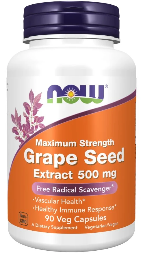 NOW FOODS Traubenkern-Extrakt Maximale Stärke 500 mg - Traubenkern-Extrakt 500 mg (90 Kapseln).