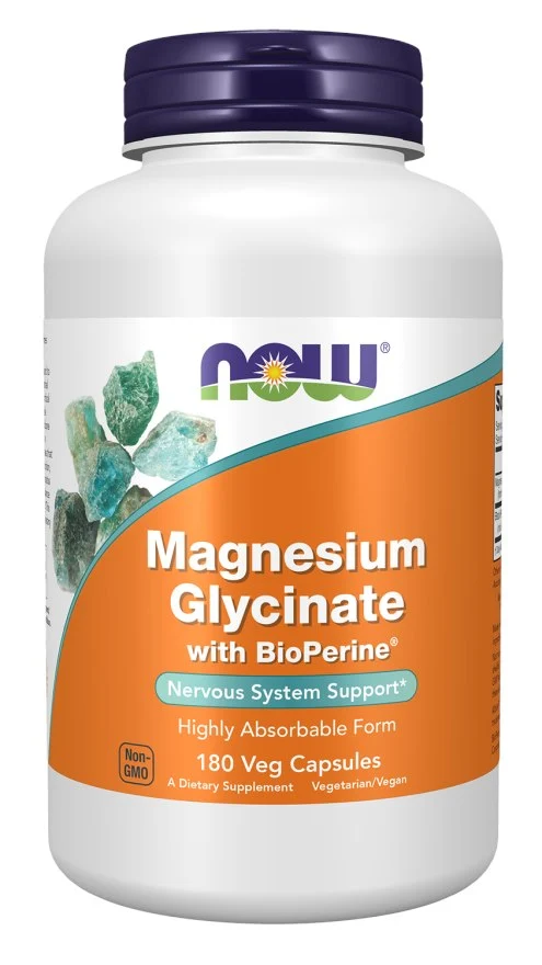 NOW FOODS Magnesium Glycinat mit BioPerine - Magnesium Glycinat mit Bioperine (180 Kapseln).