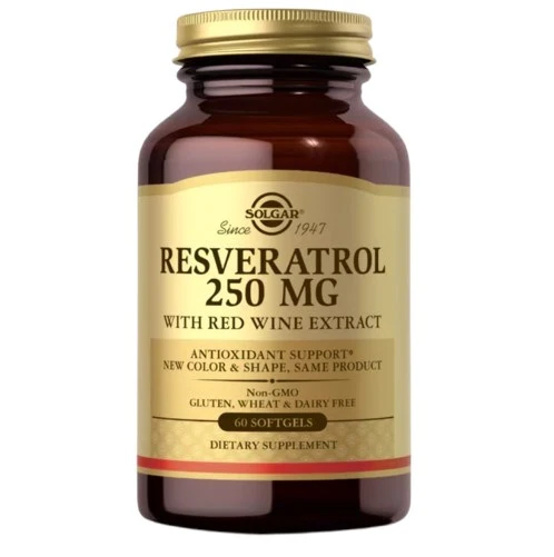 SOLGAR Resveratrol 250 mg mit Rotweinextrakt - Resveratrol 250 mg und Rotweinextrakt (60 Kapseln).