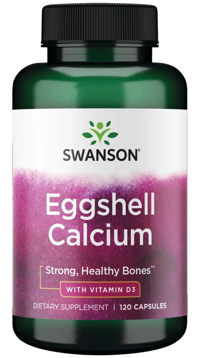 SWANSON Eierschalen-Kalzium mit Vitamin D3 (60 Kapseln).