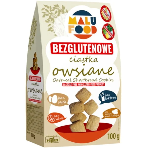 MALU FOOD Glutenfreie Haferflockenkekse ohne Zucker 100g