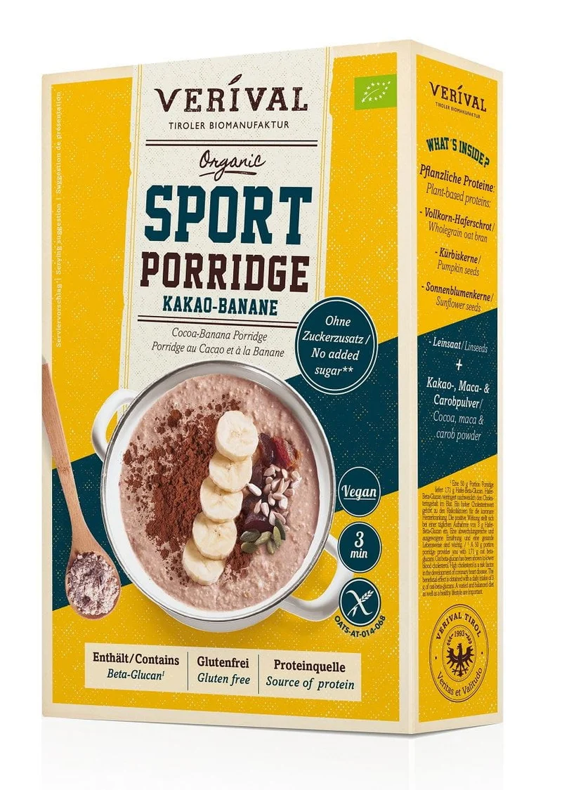 Cacao & Banane SPORT FRUIT SANS SUCRE Sans gluten BIO 350 g - VERIVAL