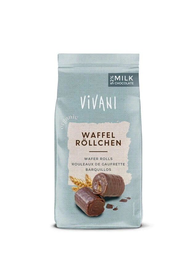 WAFEL ROLLS IN MILCHSCHOKOLADE BIO 125 g - VIVANI
