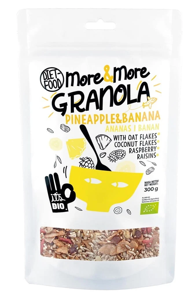 GRANOLA AVEC ANANAS ET BANANE BIO 300 g - DIET-FOOD (MORE & MORE)