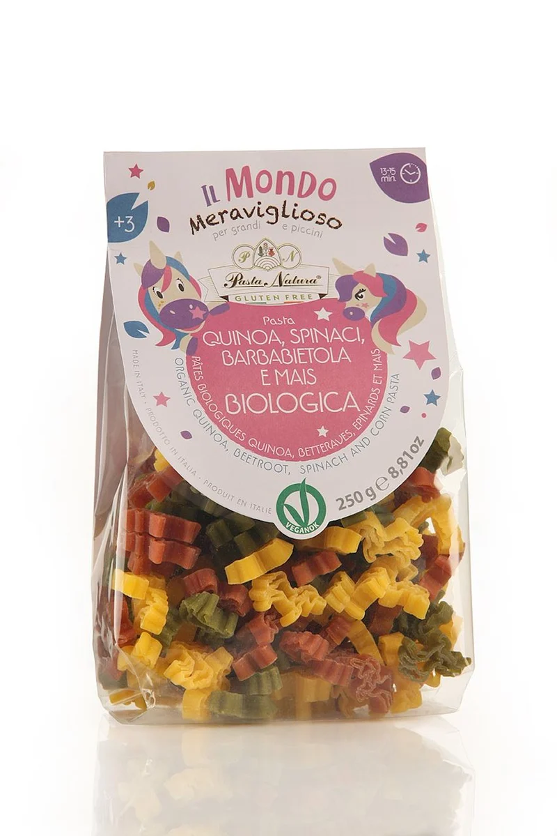 MAKARON (COUGARED TRI-COLOUR) POUR ENFANTS SANS GOUTTE BIO 250 g - PASTA NATURA