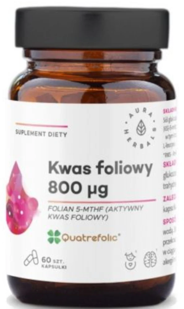 Aura Herbals Folsäure 800 μq Quatrefolic 60 Kapseln