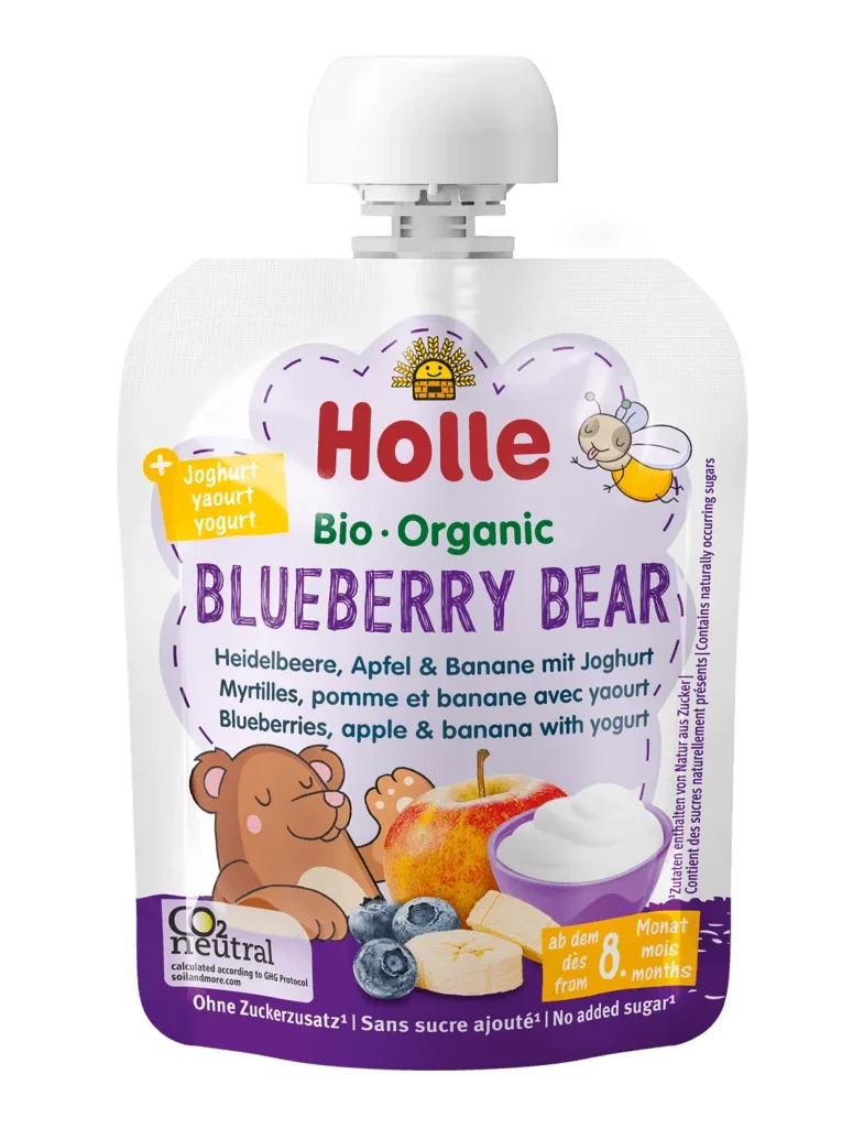 Mousse en tube (YOGHURT - BERRIES - AMBRE - BANANE) SANS SUCRE A PARTIR DE 8 MOIS BIO 85 g - HOLLE