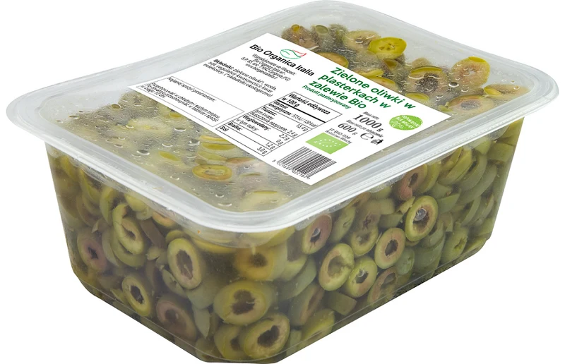 GRÜNE OLIVEN IN PLASTERÖLEN IN KÄLTEN BIO 1000 g (600 g) - BIO ORGANICA ITALIA