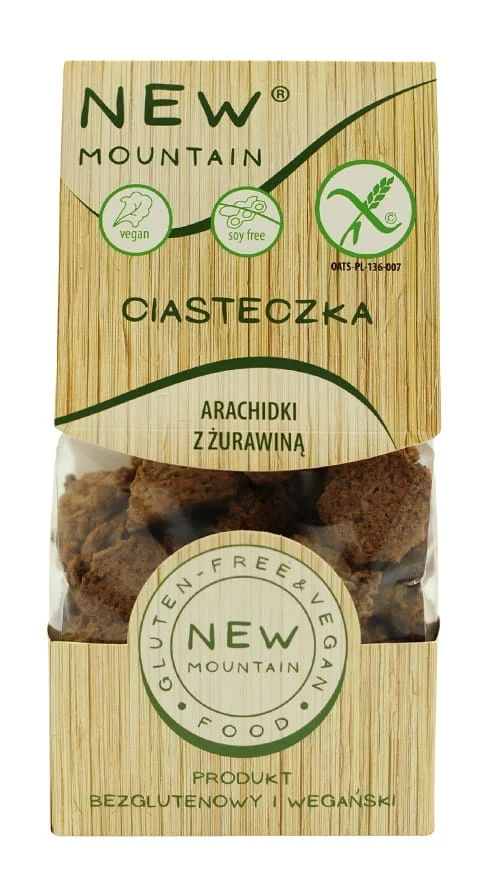 Glutenfreie Kekse mit Erdnussbutter und Cranberrys 220 g - NEW MOUNTAIN
