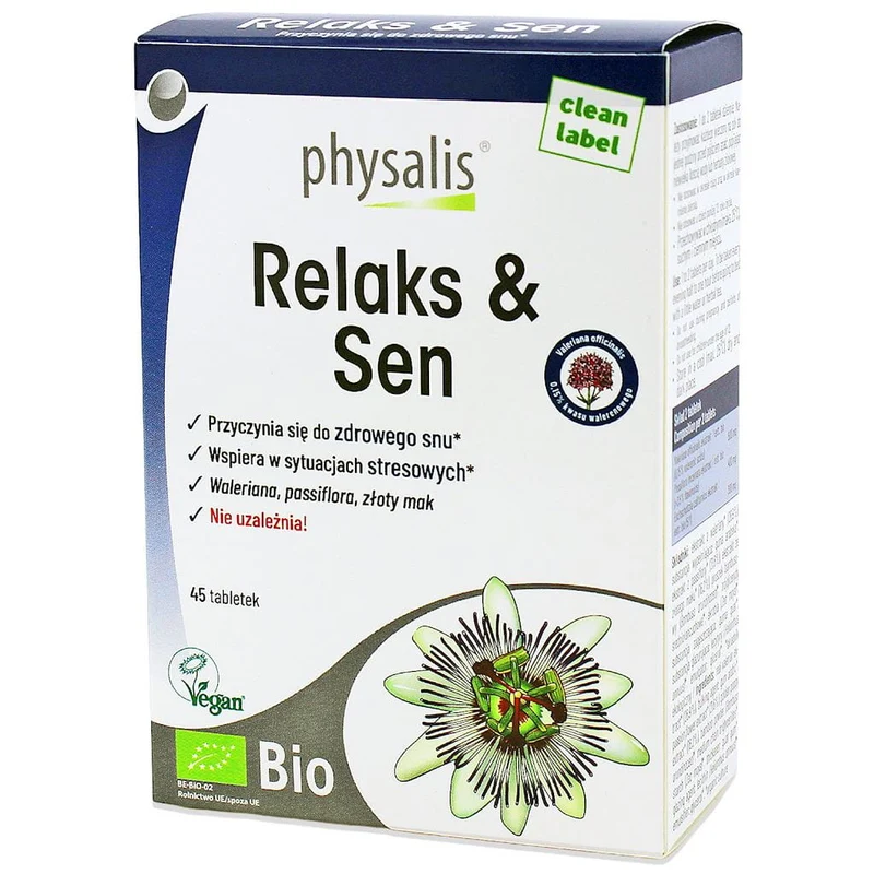 PHYSALIS TABLETTES DE RELAXATION ET DE SOMMEIL BIO 45 pcs. - PHYSALIS