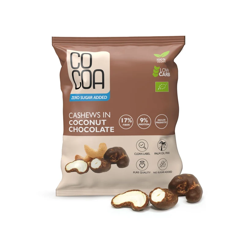 Nüsse in Kokosnussschokolade ohne Zucker BIO 70 g - Kakao