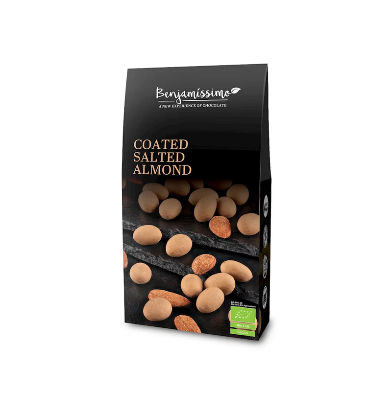 Glutenfreie gesalzene Mandeln mit Karamellüberzug BIO 60 g - BENJAMISSIMO