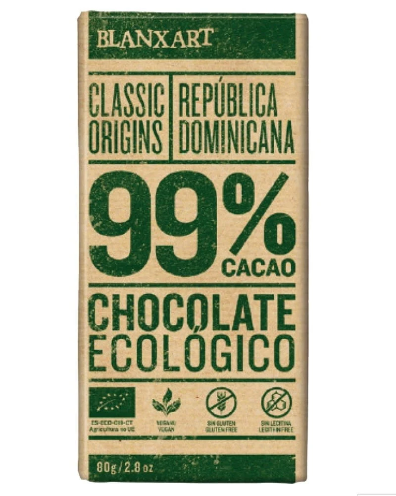 Bitterschokolade 99% Dominikanische Republik Non-GMO. BIO 80 g BLANXART