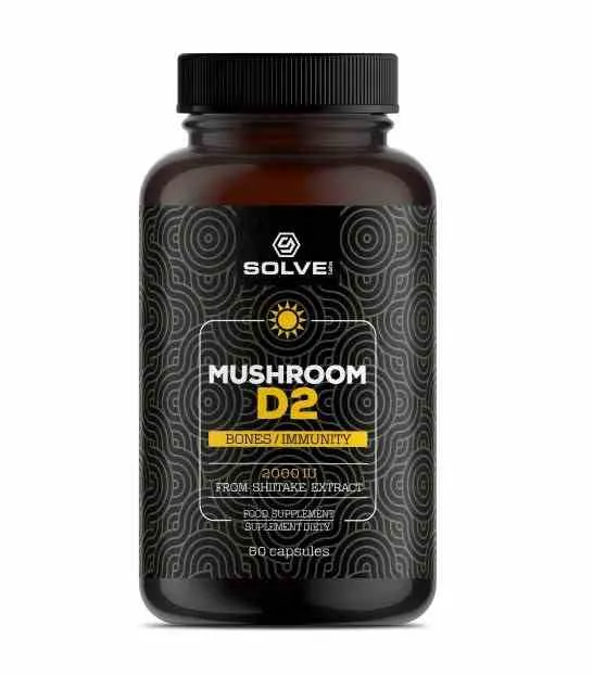 SolveLabs Vitamin D2 MUSHROOM D2 Shiitake 2000IU 60 Kapseln