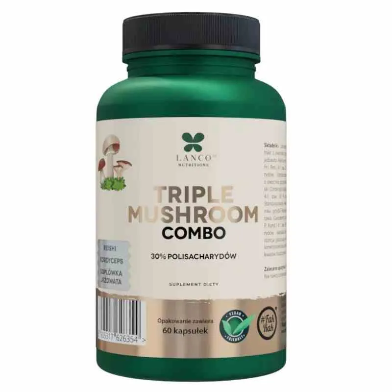 Lanco Nutritions Dreifach-Pilz-Kombination Löwenmähne Reishi Cordyceps 60 Kapseln