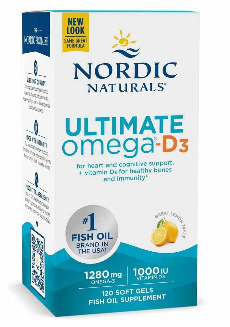 Nordic Naturals Ultimate Omega-D3 Fischöl 1280 mg 120 Weichkapseln Zitronengeschmack
