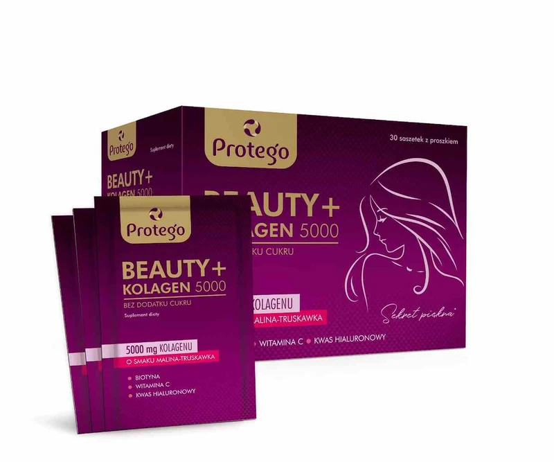 Protego Beauty+ Collagen 5000 Himbeer-Erdbeer-Geschmack 30 Portionsbeutel