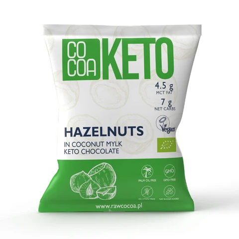 CHOCOLATE KETO NUTS WITH MCT OIL SUGAR-FREE BIO 70 g - COCOA