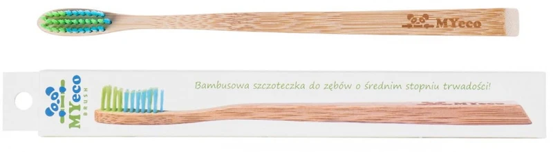 ZAHNBÜRSTE BAMBUS SLIM GRÜN-BLAU MITTLERE HÄRTE - MYECOBRUSH