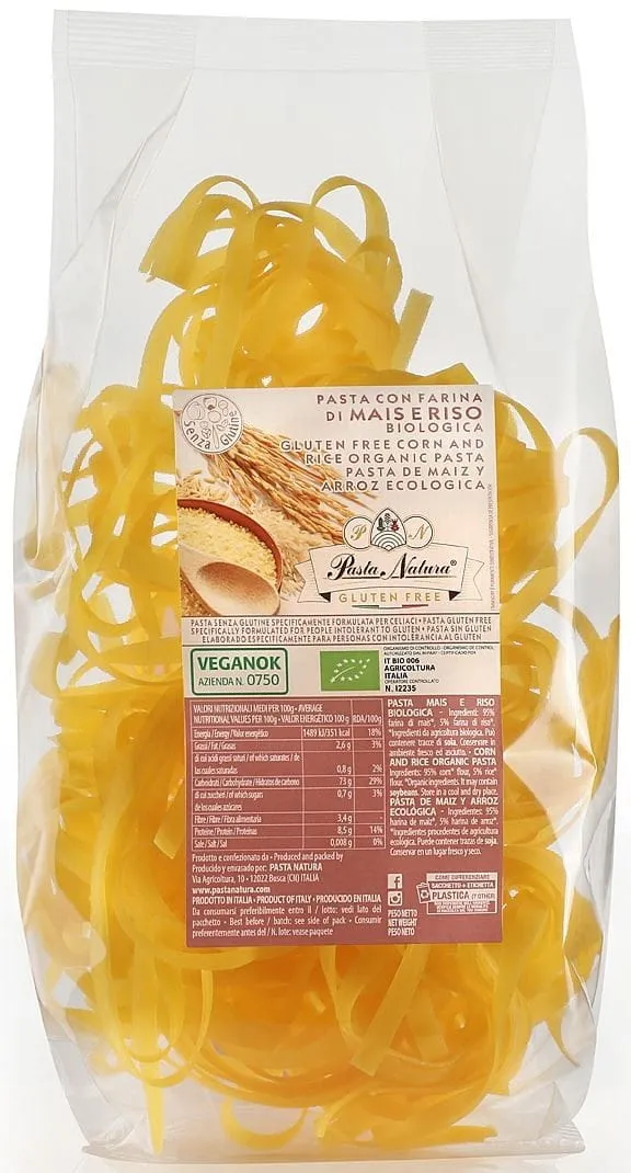 Glutenfreie TAGLIATELLE MAKARON (KORRUGIERTER REIS) BIO 250 g - PASTA NATURA