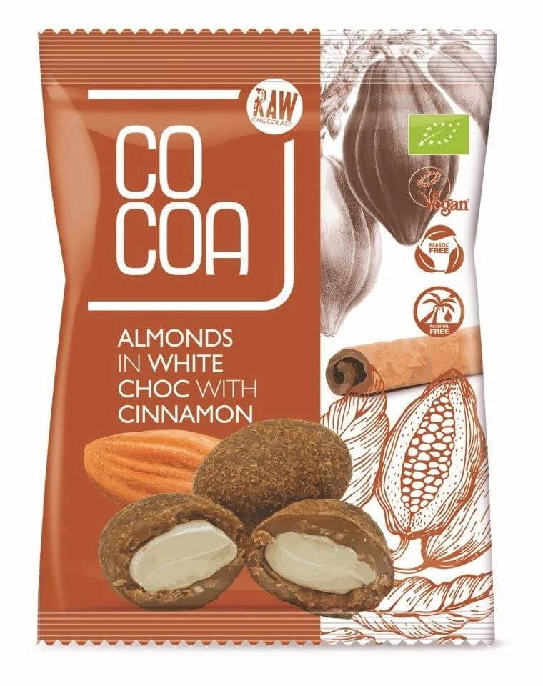 Weiße glasierte Mandeln mit CINnamon BIO 70 g - COCOA