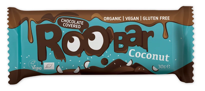 Glutenfreier Kokosriegel mit Bitterschokoladenglasur BIO 30 g - ROOBAR