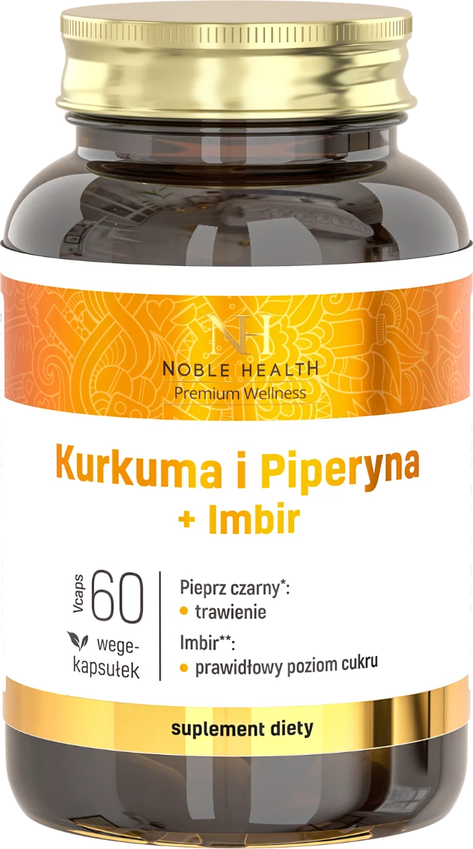 Noble Health Kurkuma und Piperin + Ingwer 60 Kapseln