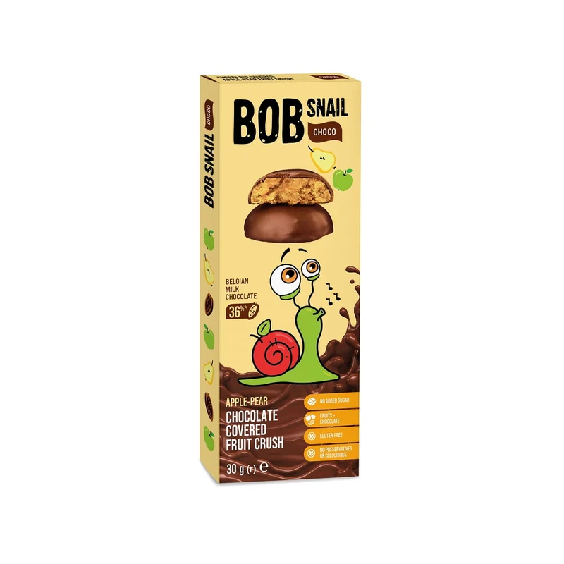CHOCO APPLE - GRUSH IN MILK SUGAR-FREE BELGIAN CHOCOLATE 30 g - BOB SNAIL