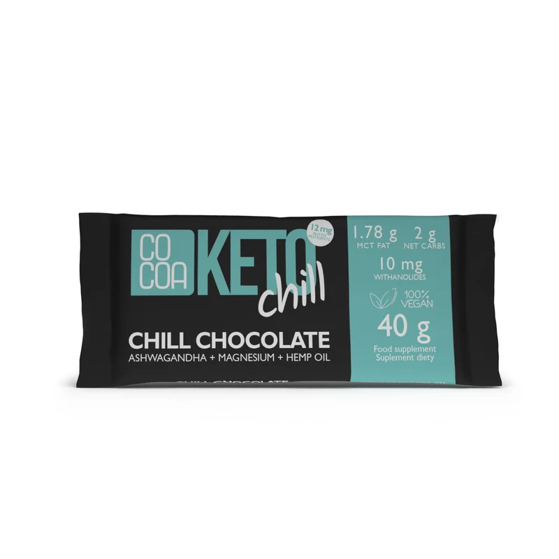 CHOCOLAT KETO RÉFRIGÉRÉ AU MAGNÉSIUM, À L'ASHWAGANDHA ET À L'HUILE DE CHEVAL 40 g - COCOA