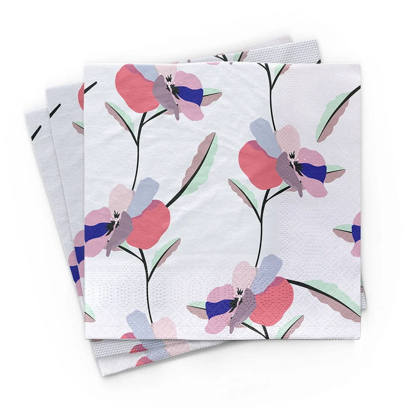 SERVOIRS DE TABLE BAMBUS PANSIES 20 pcs - CHIC-MIC