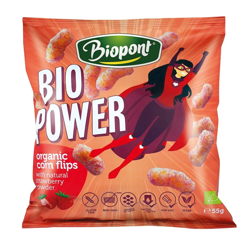 Glutenfreie Maisflocken mit Erdbeergeschmack BIO 55 g - BIOPONT