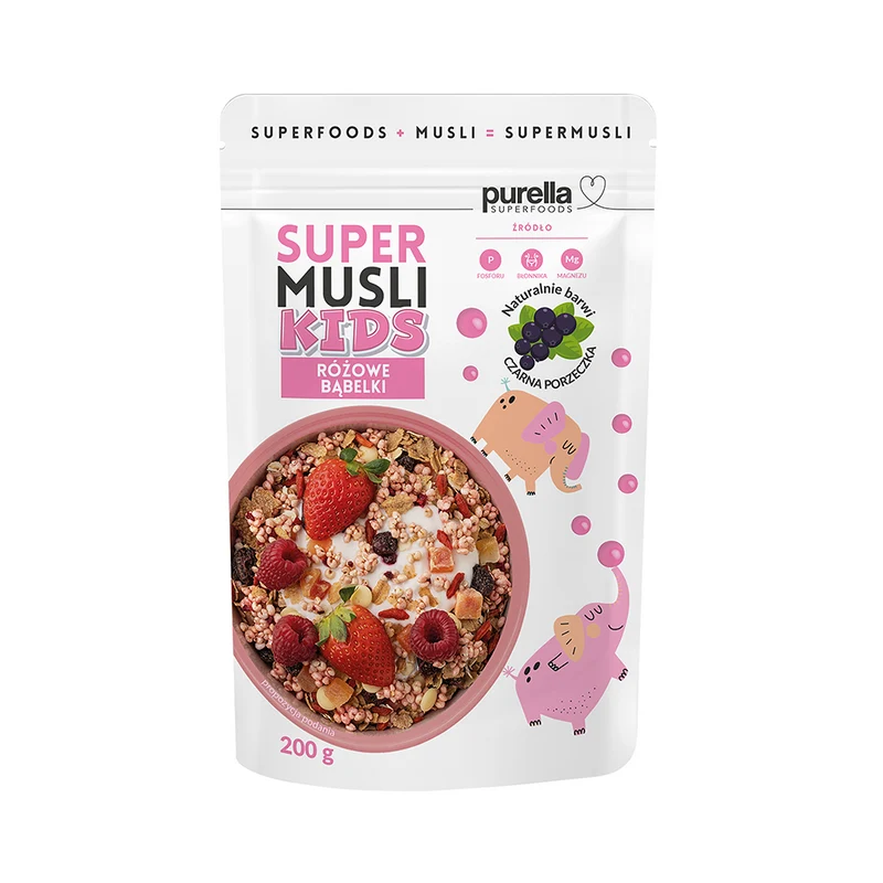 Supermusli kids bulles roses 200 g - PURELLA SUPERFOODS