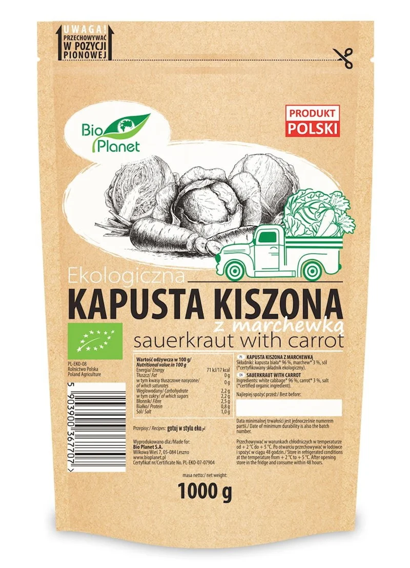 Vente Choucroute BIO aux carottes 1 kg (doypack) - BIO PLANET