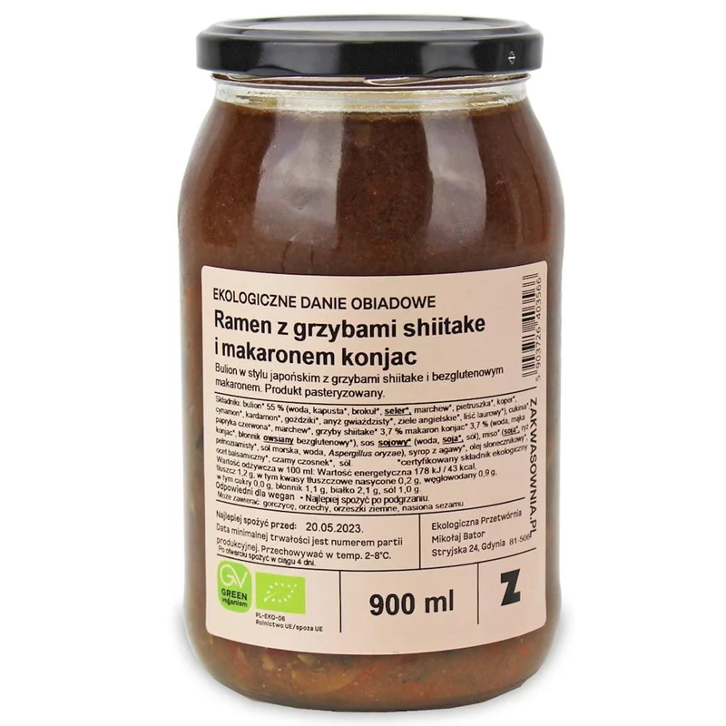Soupe ramen aux champignons shiitake et nouilles de konjac BIO 900 ml - ZAKWASOWNIA